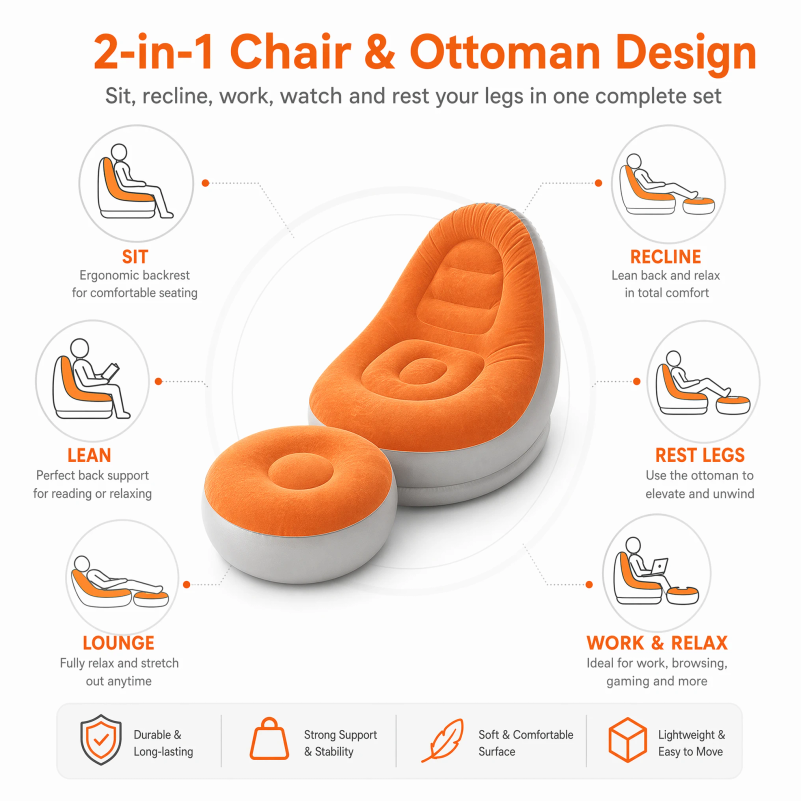 Set Sofa Santai Tiup dengan Sa - Outdoor Camping Loveseat ulasan dan harga