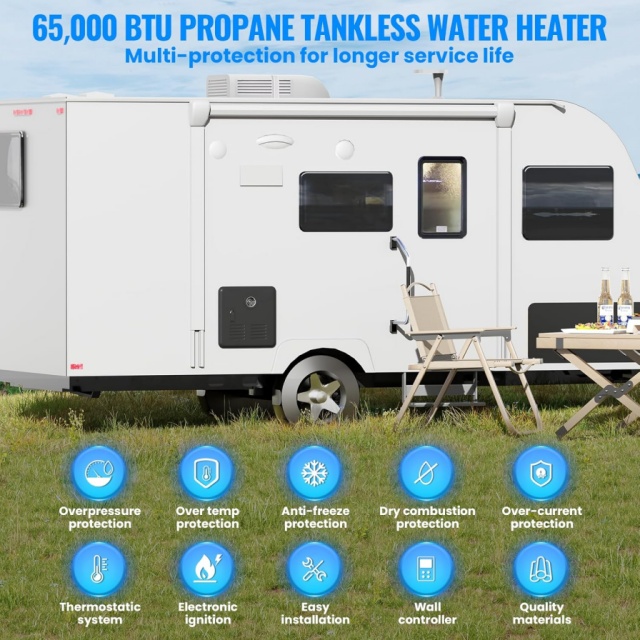 Pemanas Air Gas Instan RV Port - Outdoor Camping Gas Heater ulasan dan harga